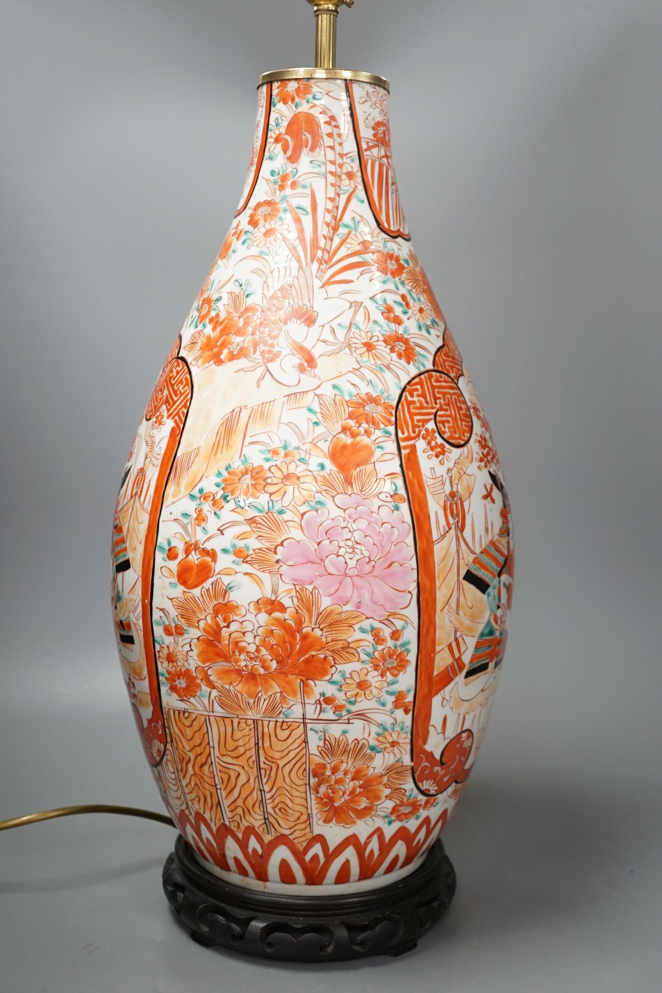 A large Kutani vase lamp 53cm